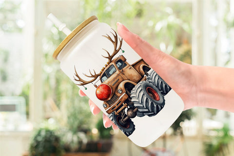 Glass Can Christmas Monster Truck Sublimation artnoy 