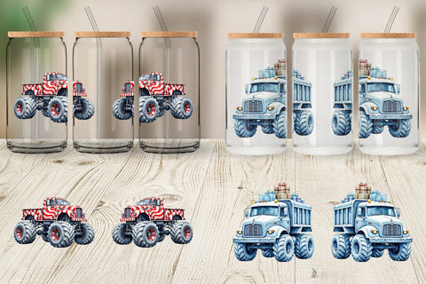 Glass Can Christmas Monster Truck Sublimation artnoy 