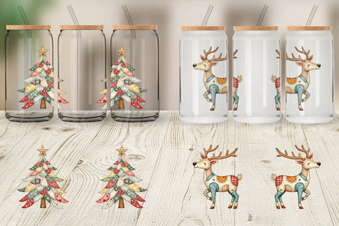 Glass Can Christmas Patchwork Wonder Sublimation artnoy 