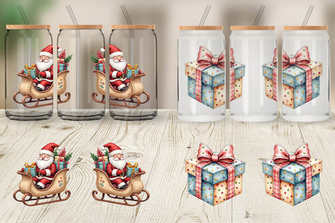 Glass Can Christmas Patchwork Wonder Sublimation artnoy 