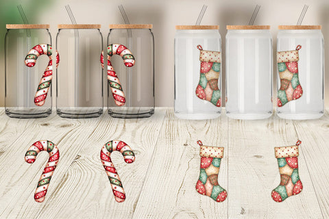 Glass Can Christmas Patchwork Wonder Sublimation artnoy 