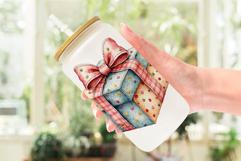 Glass Can Christmas Patchwork Wonder Sublimation artnoy 