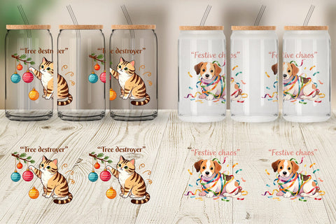 Glass Can Christmas Pet Sarcasm Sublimation artnoy 