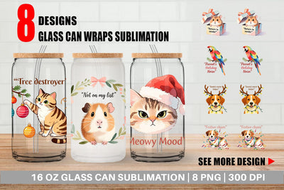 Glass Can Christmas Pet Sarcasm Sublimation artnoy 
