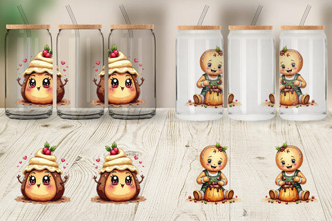 Glass Can Christmas Pudding Delights Sublimation artnoy 