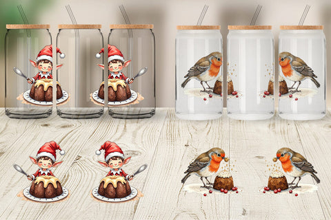 Glass Can Christmas Pudding Delights Sublimation artnoy 