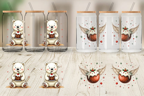 Glass Can Christmas Pudding Delights Sublimation artnoy 