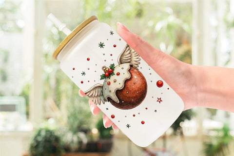 Glass Can Christmas Pudding Delights Sublimation artnoy 