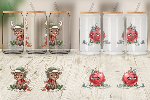 Glass Can Christmas Sarcastic Character Sublimation artnoy 