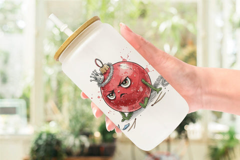 Glass Can Christmas Sarcastic Character Sublimation artnoy 