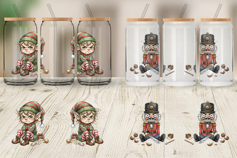 Glass Can Christmas Sarcastic Character Sublimation artnoy 