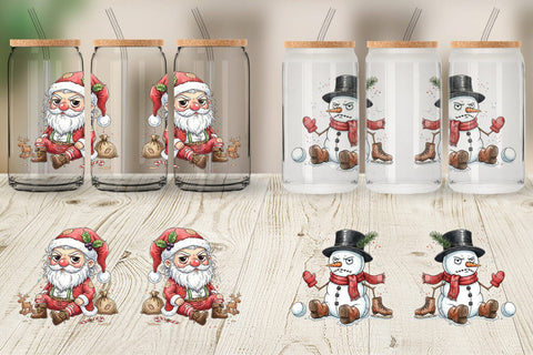 Glass Can Christmas Sarcastic Character Sublimation artnoy 