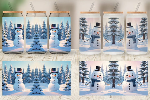 Glass Can Christmas Snowman Sublimation artnoy 
