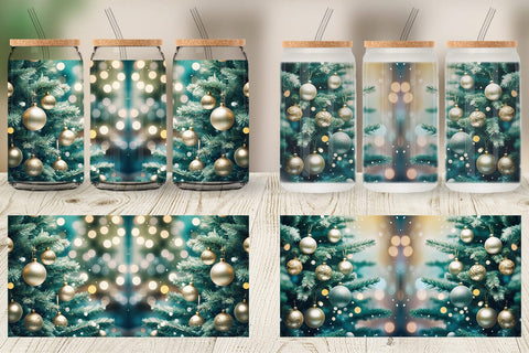 Glass Can Christmas Tree Bokeh Sublimation artnoy 