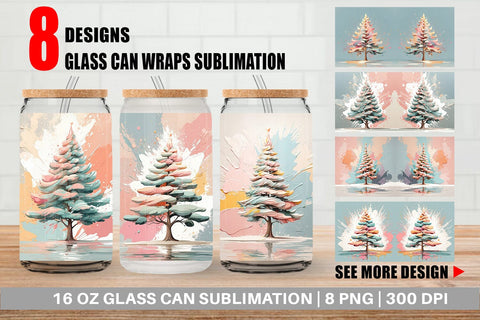 Glass Can Christmas Tree Sublimation artnoy 