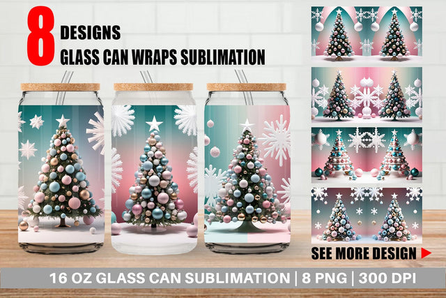 Glass Can Christmas Tree Sublimation artnoy 