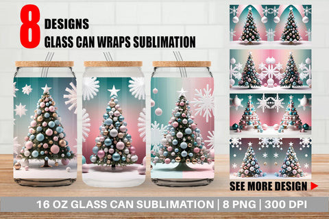 Glass Can Christmas Tree Sublimation artnoy 