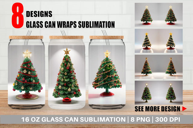 Glass Can Christmas Tree Sublimation artnoy 
