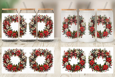 Glass Can Christmas Wreath Sublimation artnoy 
