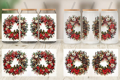 Glass Can Christmas Wreath Sublimation artnoy 
