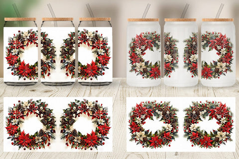 Glass Can Christmas Wreath Sublimation artnoy 