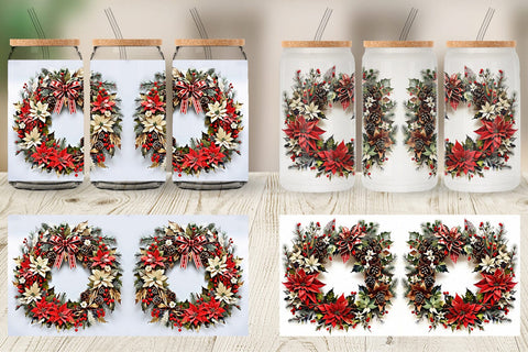 Glass Can Christmas Wreath Sublimation artnoy 