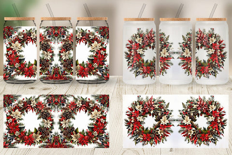 Glass Can Christmas Wreath Sublimation artnoy 