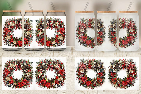 Glass Can Christmas Wreath Sublimation artnoy 