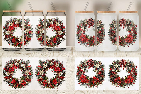Glass Can Christmas Wreath Sublimation artnoy 