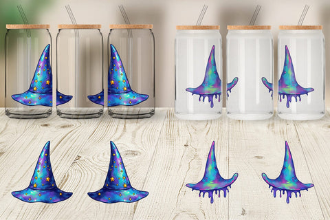 Glass Can Chrome Star Witch Hat Sublimation artnoy 