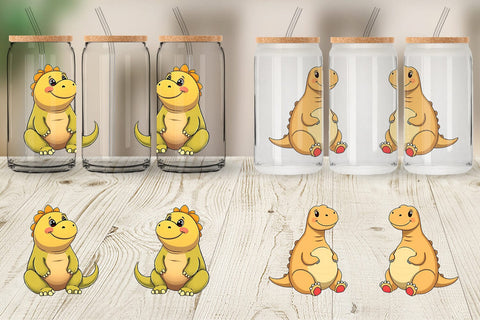 Glass Can Chubby Dinosaur Sublimation artnoy 