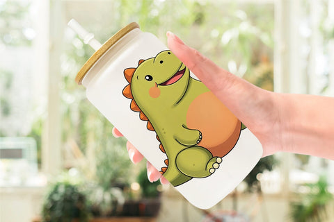 Glass Can Chubby Dinosaur Sublimation artnoy 