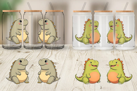 Glass Can Chubby Dinosaur Sublimation artnoy 