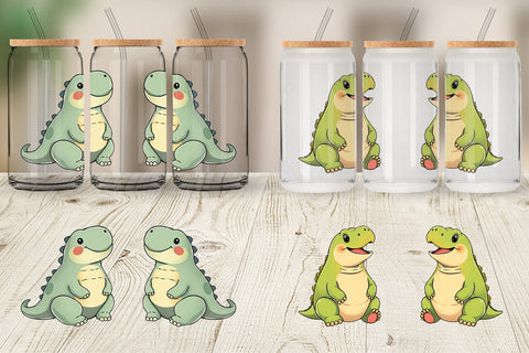 Glass Can Chubby Dinosaur Sublimation artnoy 