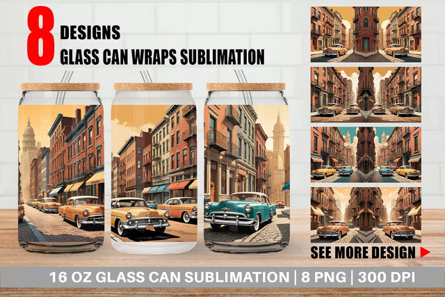 Glass Can Classic Car Sublimation artnoy 