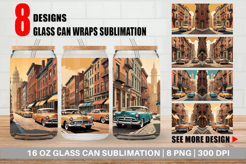 Glass Can Classic Car Sublimation artnoy 
