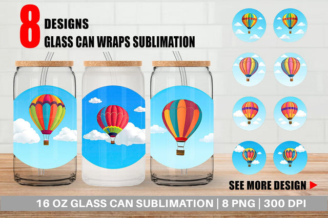Glass Can Classic Hot Air Balloon Sublimation artnoy 