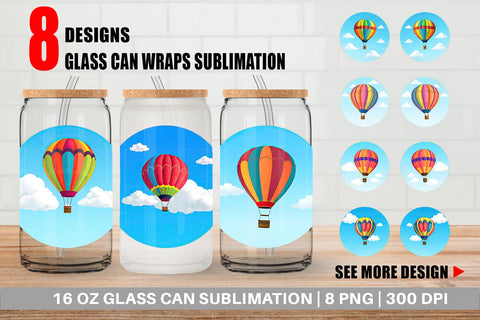 Glass Can Classic Hot Air Balloon Sublimation artnoy 