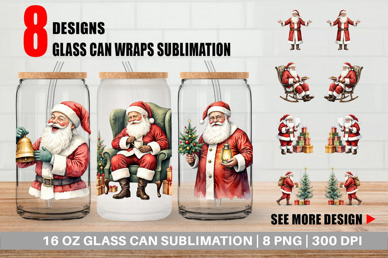 Glass Can Classic Santa Claus Sublimation artnoy 