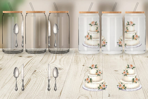 Glass Can Classic Wedding Cakes and Celebrations Sublimation artnoy 