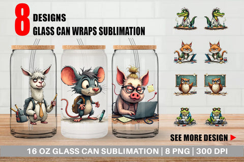 Glass Can Classroom Chaos Critters Sublimation artnoy 
