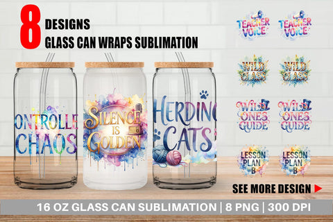 Glass Can Classroom Chaos Quotes Sublimation artnoy 