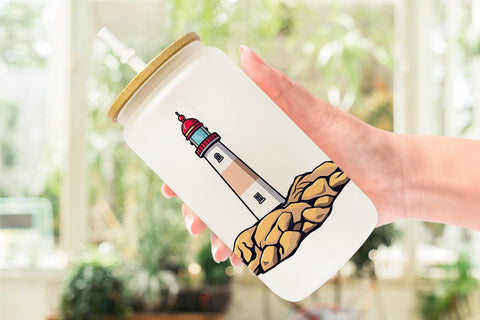 Glass Can Cliff Lighthouse Sublimation artnoy 