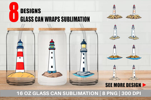 Glass Can Cliff Lighthouse Sublimation artnoy 