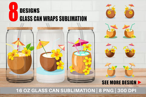 Glass Can Coconut Drink Sublimation artnoy 
