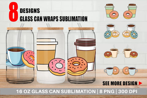 Glass Can Coffee Donut Sublimation artnoy 