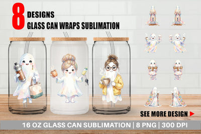 Glass Can Coffee Lover Mom Ghost Sublimation artnoy 