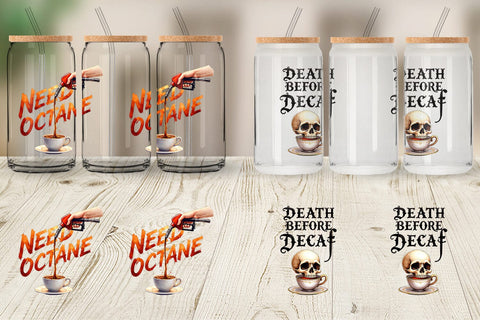 Glass Can Coffee Skull Humor Sarcastic Quotes Sublimation artnoy 