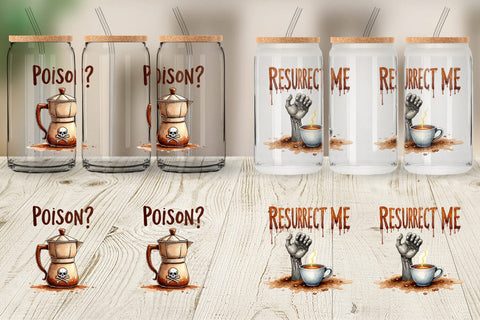 Glass Can Coffee Skull Humor Sarcastic Quotes Sublimation artnoy 