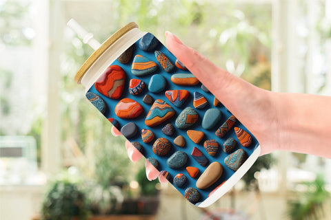 Glass Can Collection Pattern Stones Sublimation artnoy 